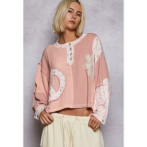 POL. 🩷 Pink Patchwork Thermal Top